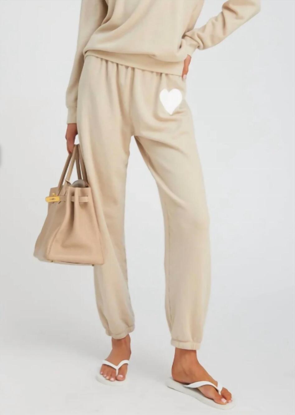 NEW SPRWMN heart sweatpant in oat